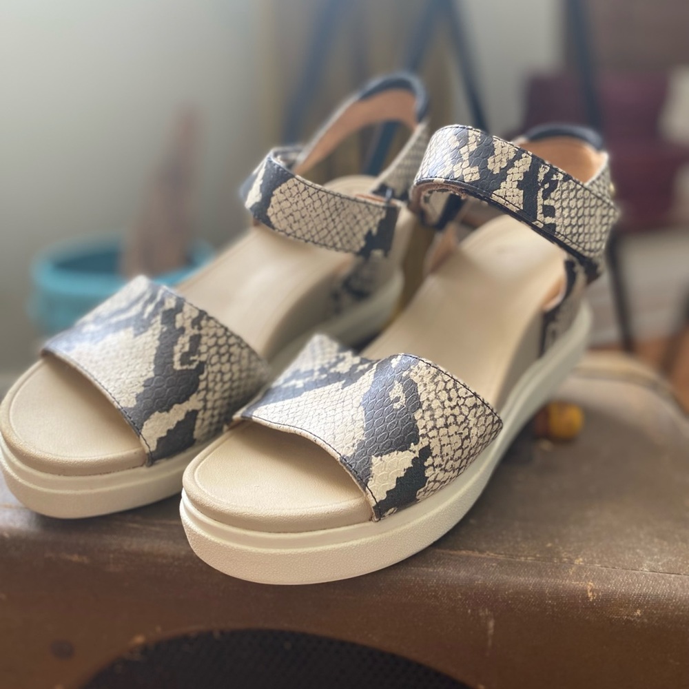 Dr. Scholls snake print wedge sandals